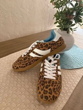 Madden Girl Leopard Print Sneakers with White Stripes